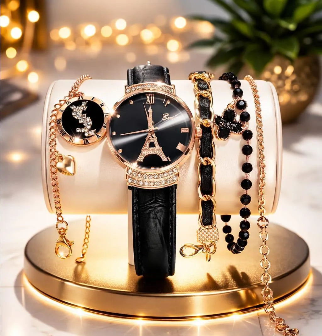 5 Pcs Antique Design Gold Plated Artificial Stones Chain Bracelet NB Collection Shop