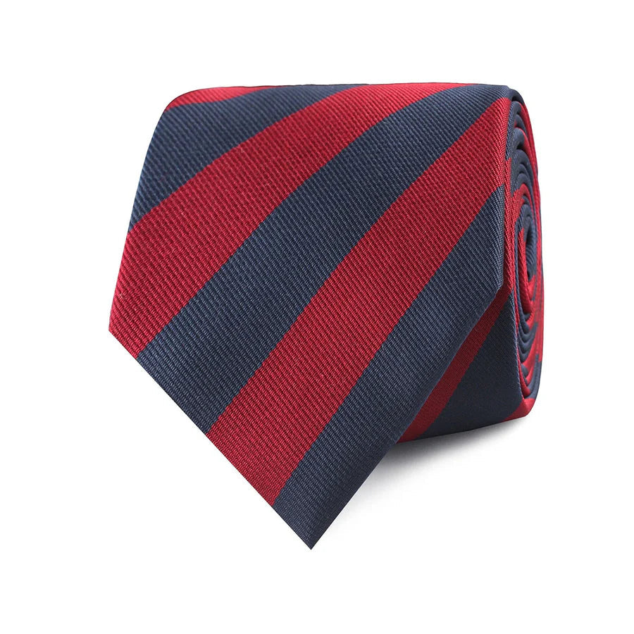 Burgundy & Navy-Blue Stripes Woven Tie & Pocket Square Set | Premium Men’s Formal Striped Tie | Classic Woven Design NB Collection Shop