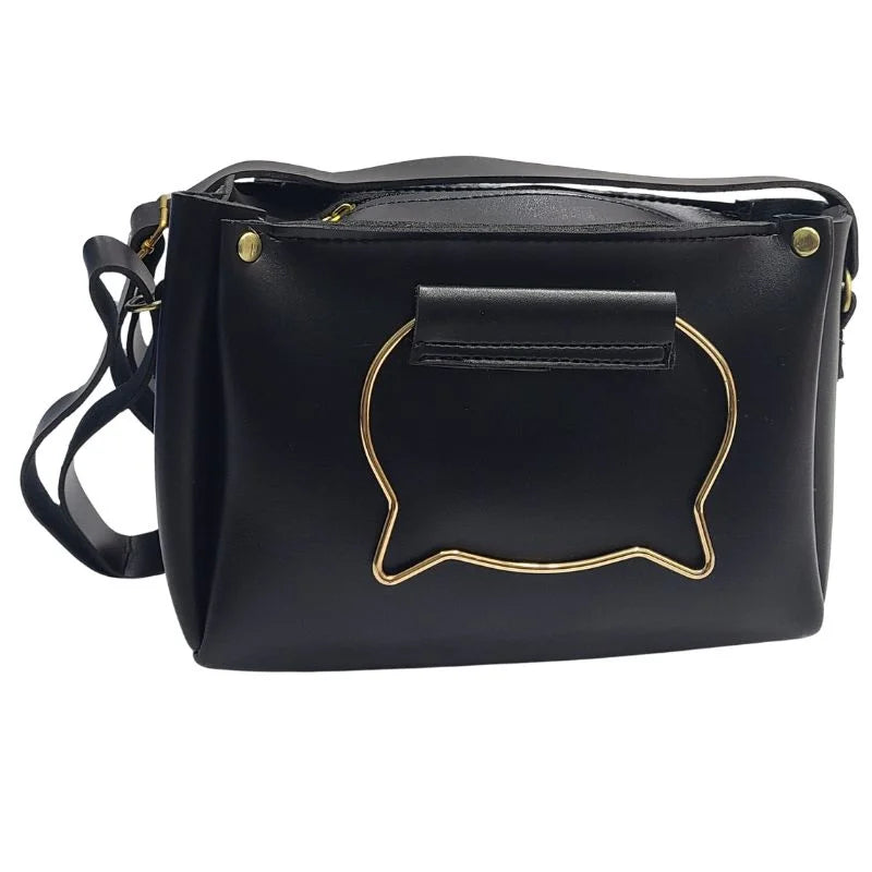 Black Elegant Cat Handle Handbag for Girls & Ladies | Stylish Shoulder & Crossbody Bag with Gold Accents | Adjustable Strap NB Collection Shop