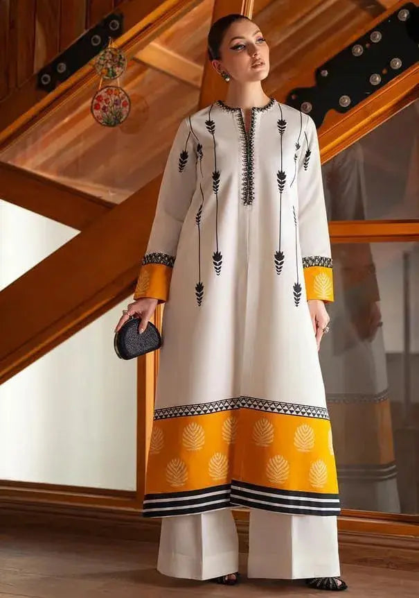2 Pcs Women's Stitched Silk Printed Shirt And Trouser NB Collection Shop