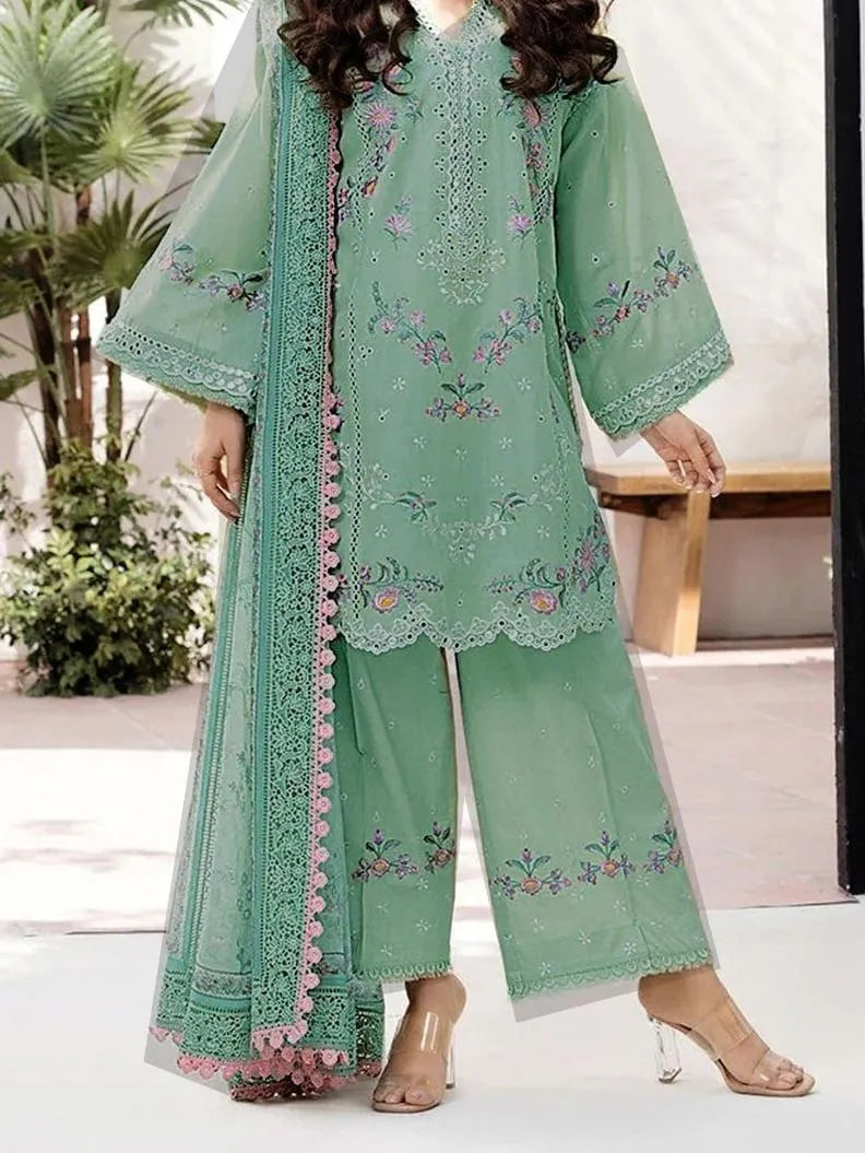 3 Pcs Women's Unstitched Embroidered Suit NB Collection Shop