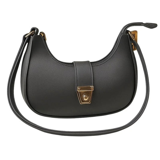 Crescent Luxury Faux Leather Shoulder Bag | Dark Gray Elegant Handbag for Women NB Collection Shop