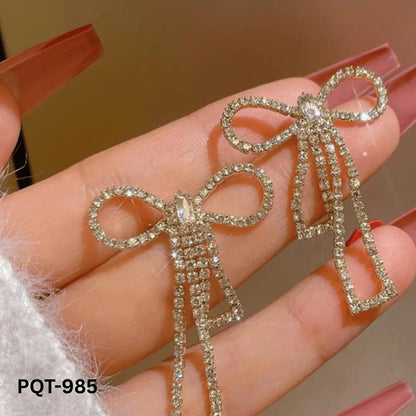 Bow Shape long zircon - Earrings PQT-985 NB Collection Shop