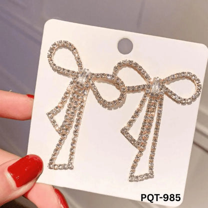Bow Shape long zircon - Earrings PQT-985 NB Collection Shop