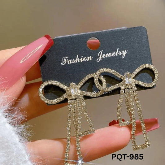 Bow Shape long zircon - Earrings PQT-985 NB Collection Shop