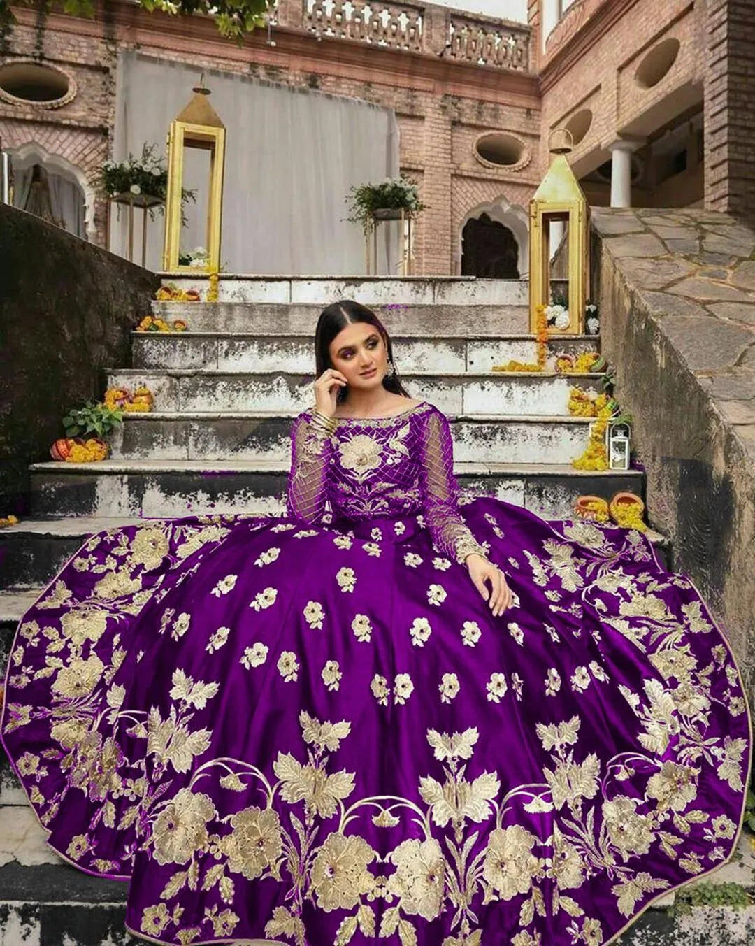2 Pcs Women's Stitched Shamoz Silk Embroidered Lehenga NB Collection Shop