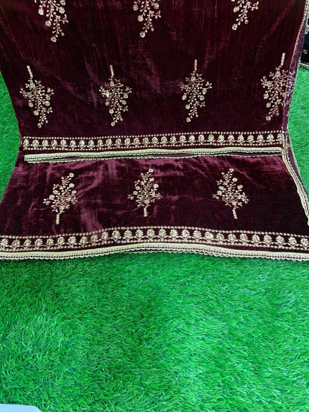 Luxurious Velvet Embroidered Shawl - 1 Pcs in Black, Blue, and Maroon NB Collection Shop
