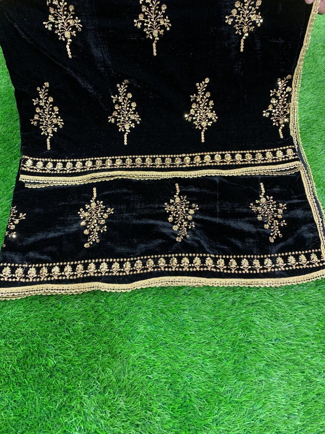 Luxurious Velvet Embroidered Shawl - 1 Pcs in Black, Blue, and Maroon NB Collection Shop