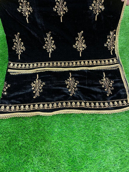 Luxurious Velvet Embroidered Shawl - 1 Pcs in Black, Blue, and Maroon NB Collection Shop