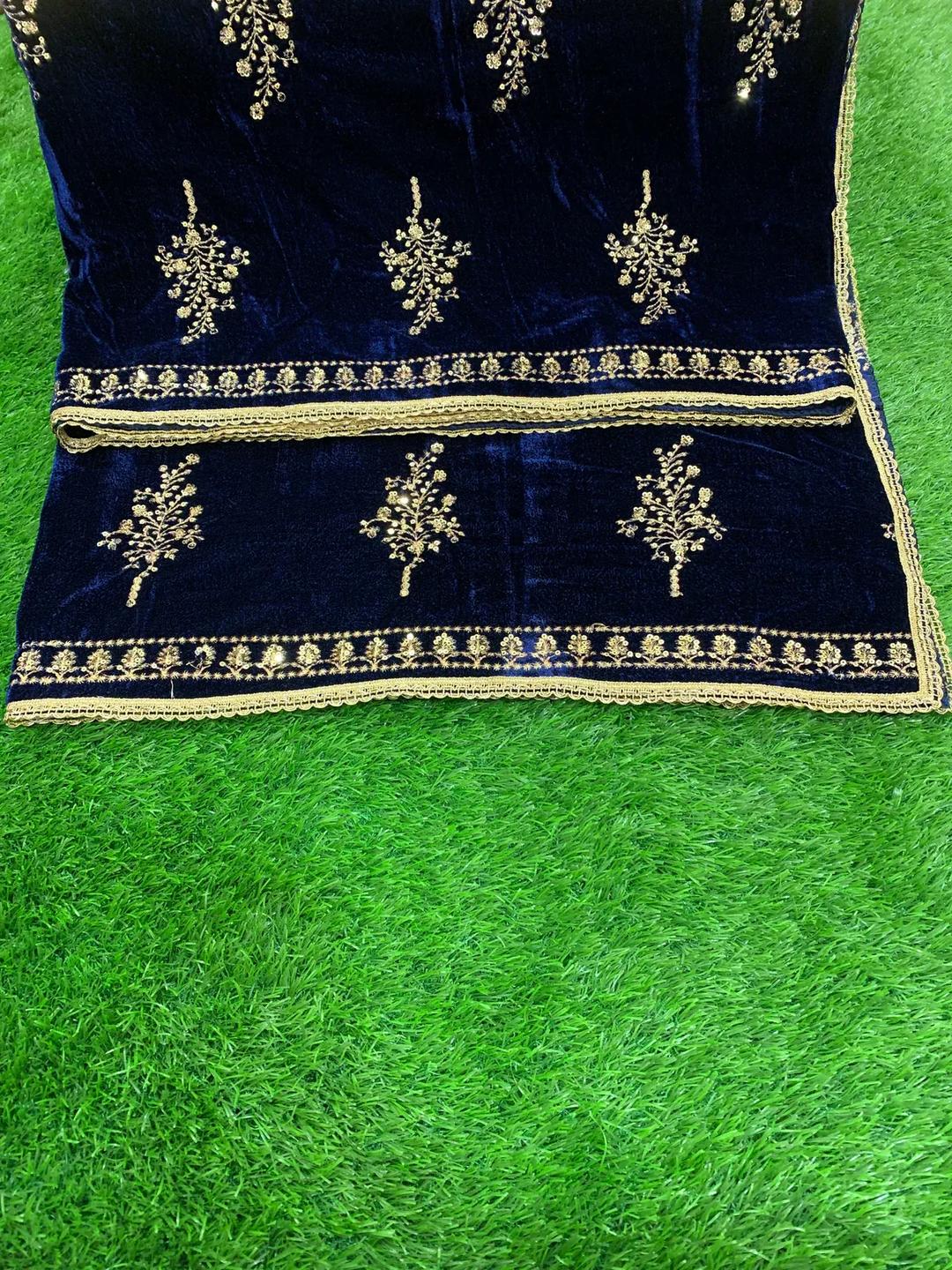 Luxurious Velvet Embroidered Shawl - 1 Pcs in Black, Blue, and Maroon NB Collection Shop