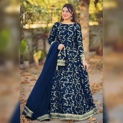 3 Pcs Women's Stitched Shamoz Silk Embroidered Lehenga Choli NB Collection Shop