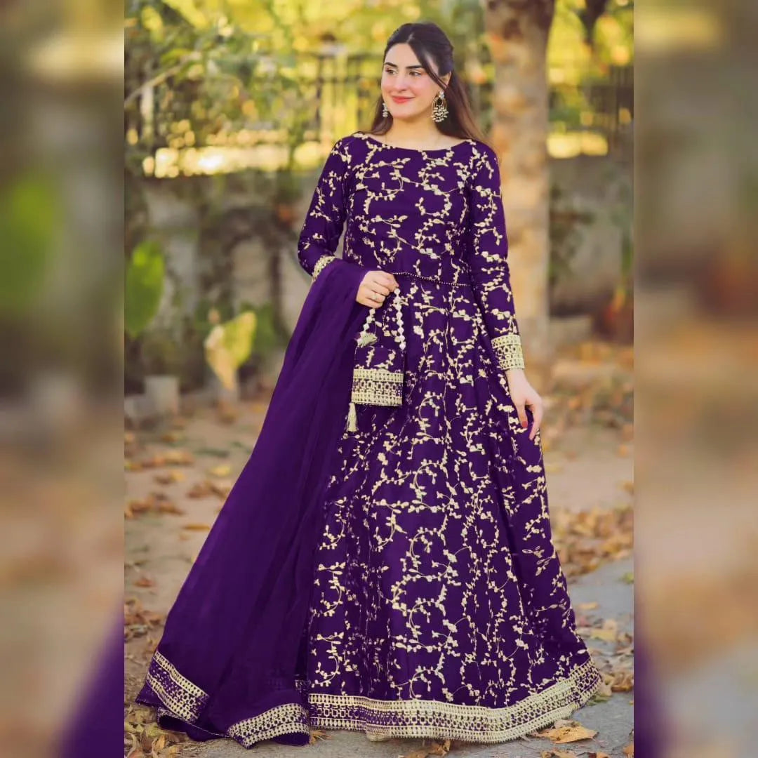 3 Pcs Women's Stitched Shamoz Silk Embroidered Lehenga Choli NB Collection Shop