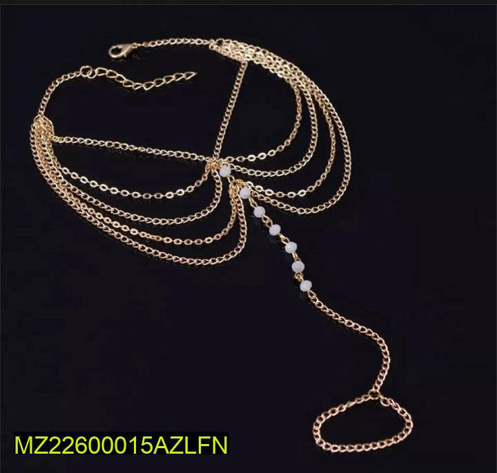 2-Piece Golden Layered Chain Anklet Set - Adjustable Festive Foot Jewelry for Eid & Weddings NB Collection Shop