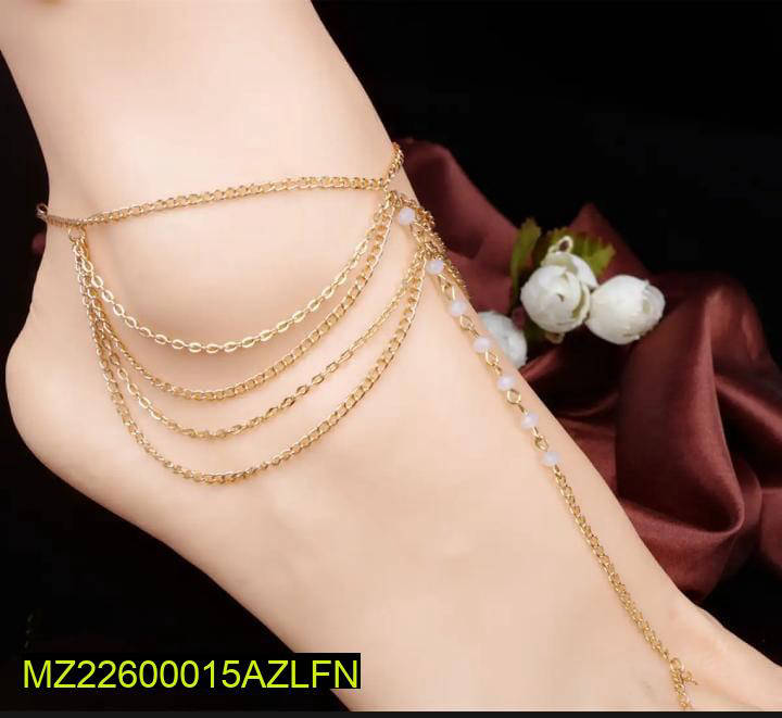 2-Piece Golden Layered Chain Anklet Set - Adjustable Festive Foot Jewelry for Eid & Weddings NB Collection Shop