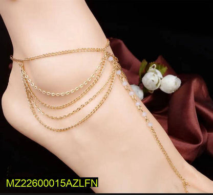 2-Piece Golden Layered Chain Anklet Set - Adjustable Festive Foot Jewelry for Eid & Weddings NB Collection Shop