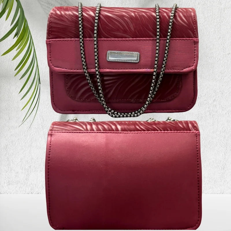 Luxury Women’s Shoulder Bag in Maroon Faux Leather for Casual, Work, and Formal Use NB Collection Shop