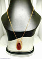 Elegant Bold Crystal Alloy Pendant - Luxury Bridal & Daily Wear Necklace in Red, Black & Gold NB Collection Shop