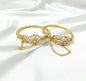 2-Piece Tarnish-Free Golden Floral Bangle Set - Premium Pearl & Crystal Accented Jewelry for Women NB Collection Shop