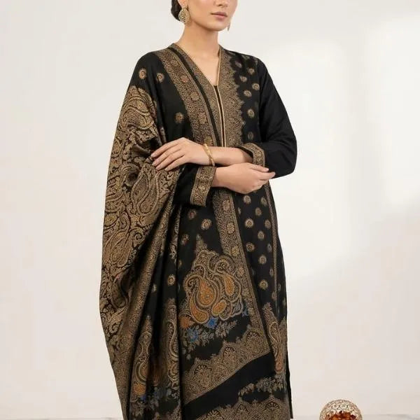 3 Pcs Women's Unstitched Embroidered Suit NB Collection Shop