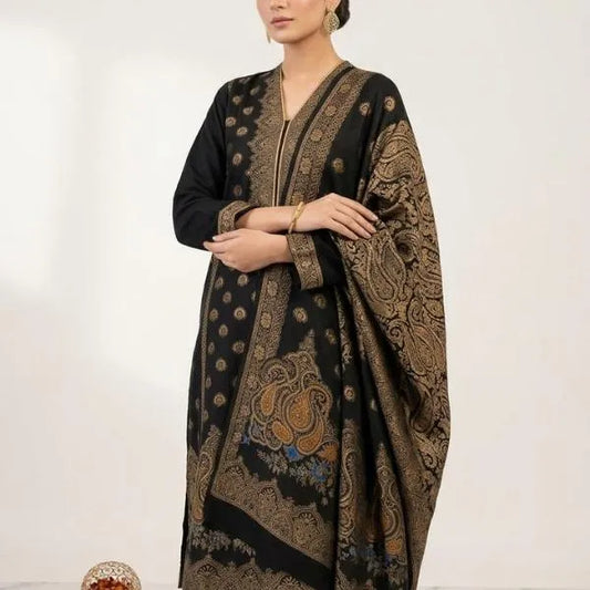 3 Pcs Women's Unstitched Embroidered Suit NB Collection Shop