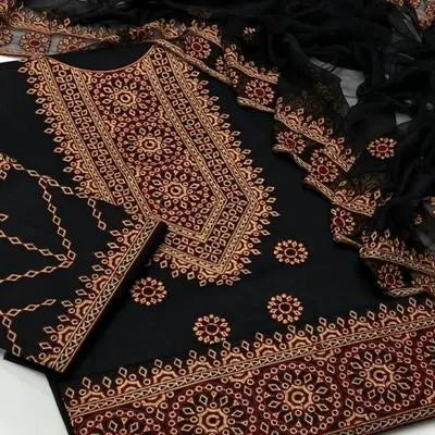 3 Pcs Women's Unstitched Embroidered Suit NB Collection Shop