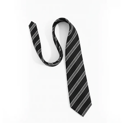 Black Label Diagonal Tie & Pocket Square Set | Premium Men’s Formal Black Tie | Classic Diagonal Stripe Design NB Collection Shop