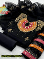 Fancy Organza Embroidered 3 Pcs Women Suit Navy Blue NB Collection Shop