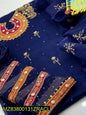 Fancy Organza Embroidered 3 Pcs Women Suit Navy Blue NB Collection Shop