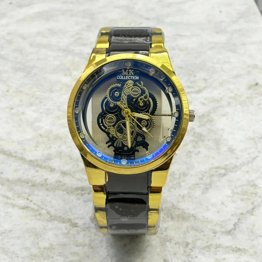 Men's Luxury Watch - 1 Pc Stainless Steel Chain Strap in Black and Golden NB Collection Shop
