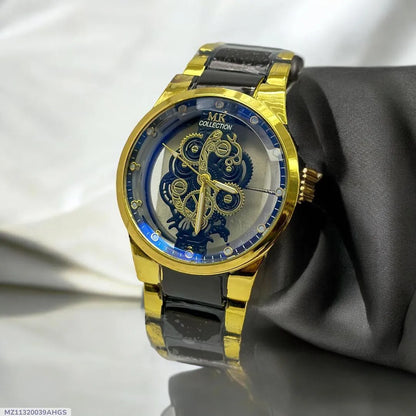 Men's Luxury Watch - 1 Pc Stainless Steel Chain Strap in Black and Golden NB Collection Shop