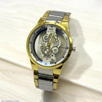 Men's Luxury Watch - 1 Pc Stainless Steel Chain Strap in Black and Golden NB Collection Shop