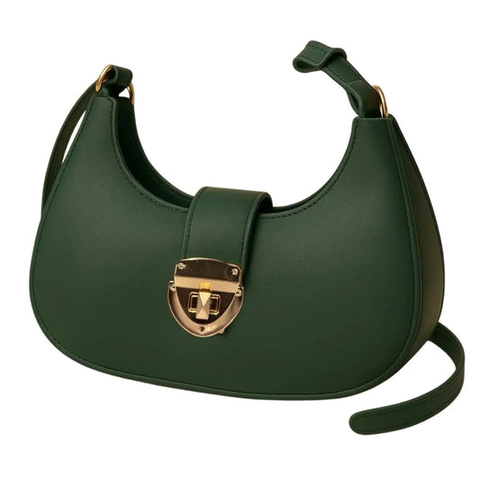 Crescent Leather Luxury Shoulder Bag for Women | Deep Green NB Collection Shop