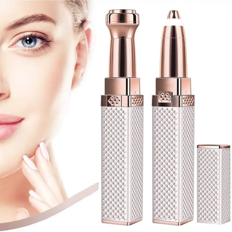 2-in-1 Flawless Facial Hair Remover & Eyebrow Trimmer | USB Rechargeable, Painless & Portable | Silver Color NB Collection Shop