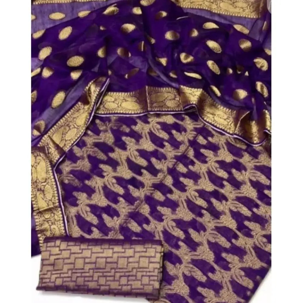 3 Pcs Women's Unstitched Cotton Jacquard Printed Suit NB Collection Shop
