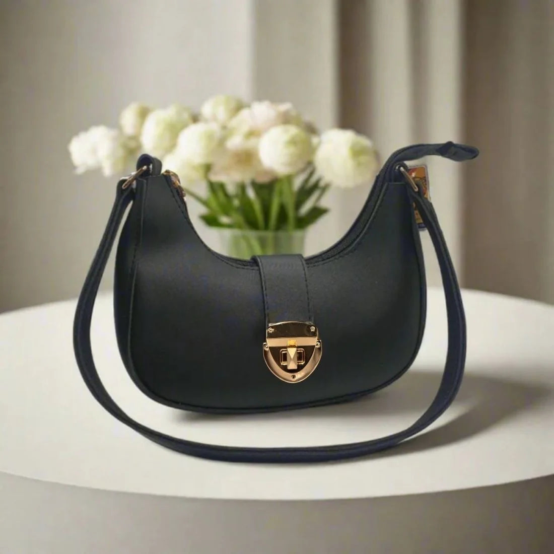 Crescent Leather Luxury Shoulder Bag for Women | Black NB Collection Shop