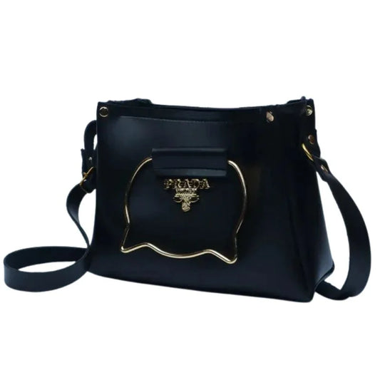 Black Elegant Cat Handle Handbag for Girls & Ladies | Stylish Shoulder & Crossbody Bag with Gold Accents | Adjustable Strap NB Collection Shop