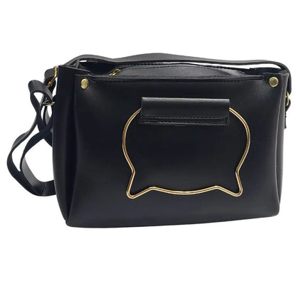 Black Elegant Cat Handle Handbag for Girls & Ladies | Stylish Shoulder & Crossbody Bag with Gold Accents | Adjustable Strap NB Collection Shop