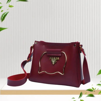 Maroon Elegant Cat Handle Handbag for Girls & Ladies | Stylish Shoulder & Crossbody Bag with Gold Accents | Adjustable Strap NB Collection Shop