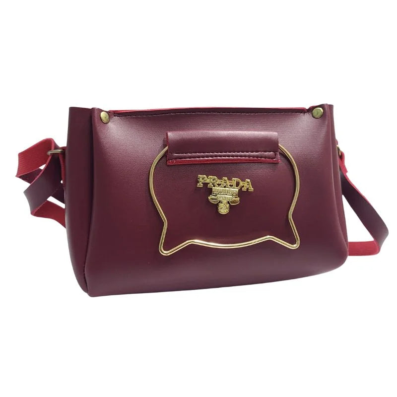 Maroon Elegant Cat Handle Handbag for Girls & Ladies | Stylish Shoulder & Crossbody Bag with Gold Accents | Adjustable Strap NB Collection Shop