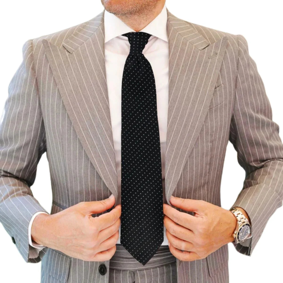 Black Bulleted Patterned Tie with Pocket Square | Premium Men’s Formal Tie Set | Textured Bullet Design NB Collection Shop