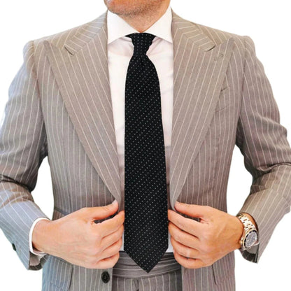 Black Bulleted Patterned Tie with Pocket Square | Premium Men’s Formal Tie Set | Textured Bullet Design NB Collection Shop