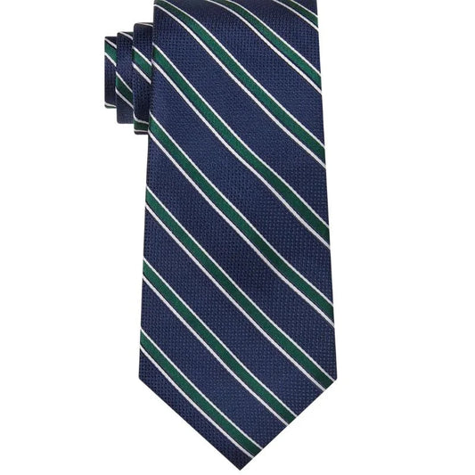 Navy Green & White Stripe Design  | Premium Men’s Formal Silk Tie and Pocket Square Set | Navy Green & White Stripe Design NB Collection Shop