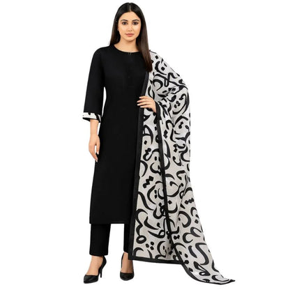 Katan Silk 3-Piece Suit for Women | Unstitched Plain Shirt & Trouser with Heavy Winter Silk Shawl NB Collection Shop