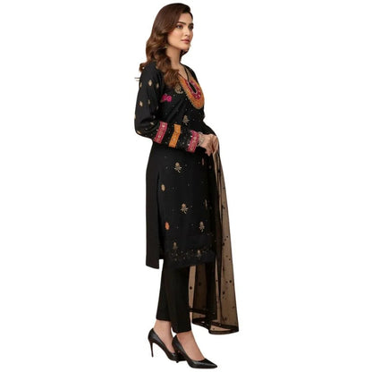 Organza 3-Piece Suit for Women | Unstitched  Handmade Aari Zari & Beads Work NB Collection Shop