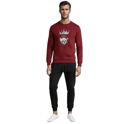 KING Printed Maroon Tracksuit Sweatshirt & Trouser | Warm & Comfortable Winter Wear | Medium NB Collection Shop