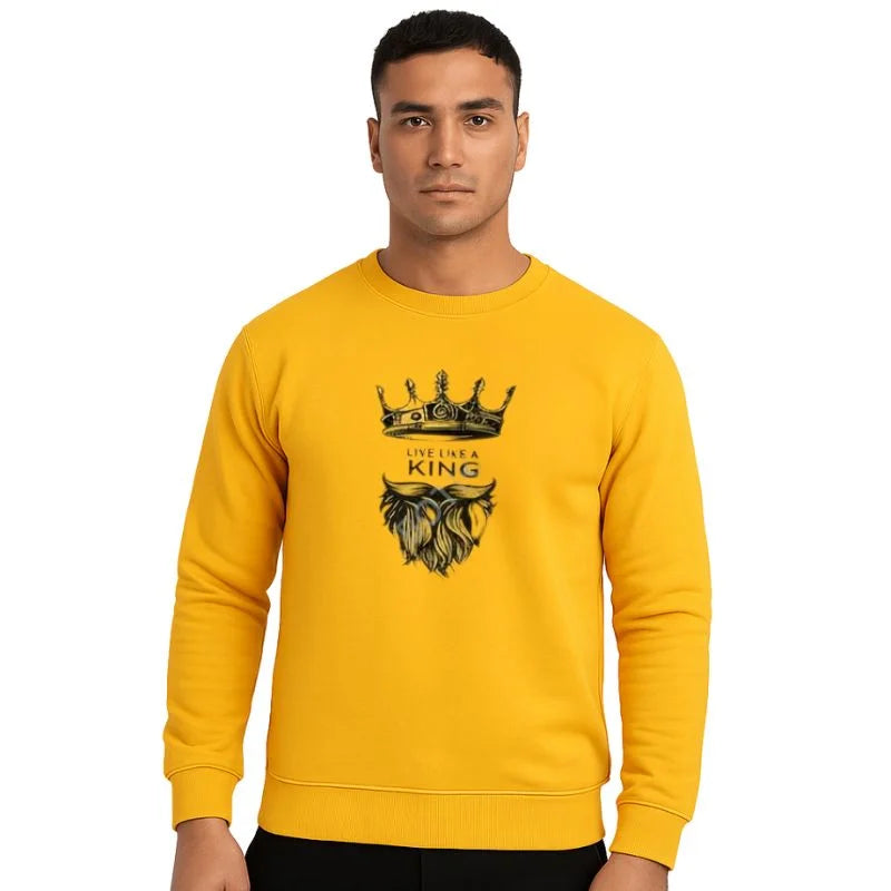 KING Printed Yellow Tracksuit Sweatshirt & Trouser | Warm & Comfortable Winter Wear | Medium NB Collection Shop
