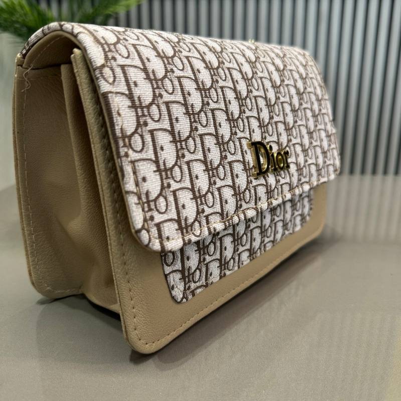 Beige | Dior Oblique Canvas & Leather Flap Clutch | Luxury Designer Handbag for Women NB Collection Shop