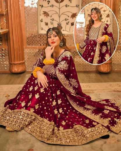 3 Pcs Women's Stitched Chiffon Embroidered Suit NB Collection Shop