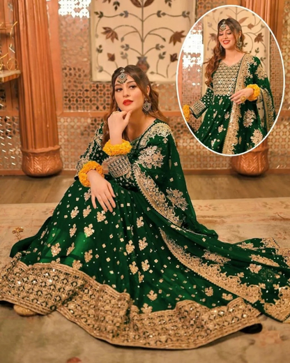 3 Pcs Women's Stitched Chiffon Embroidered Suit NB Collection Shop