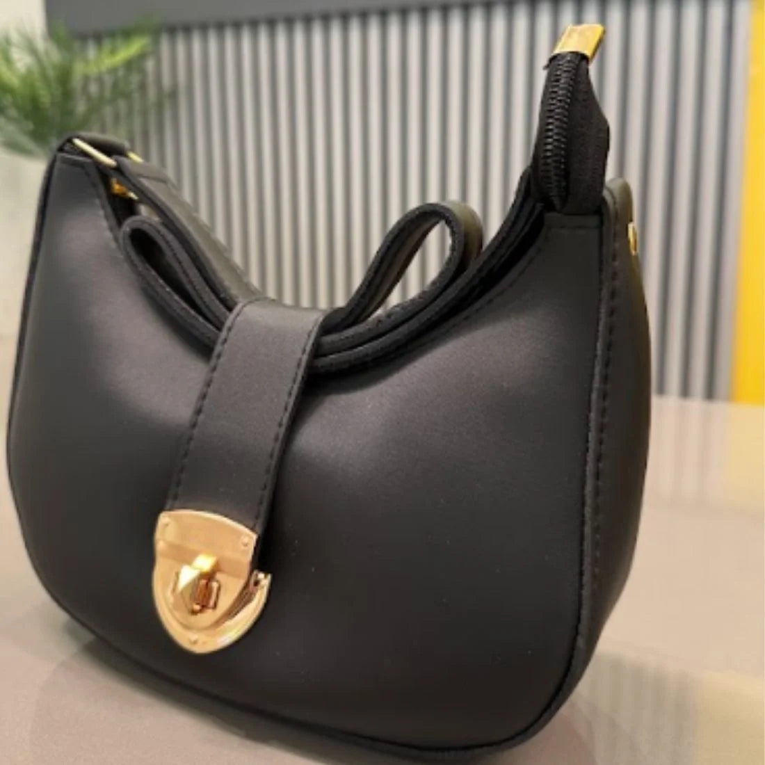 Crescent Leather Luxury Shoulder Bag for Women | Black NB Collection Shop